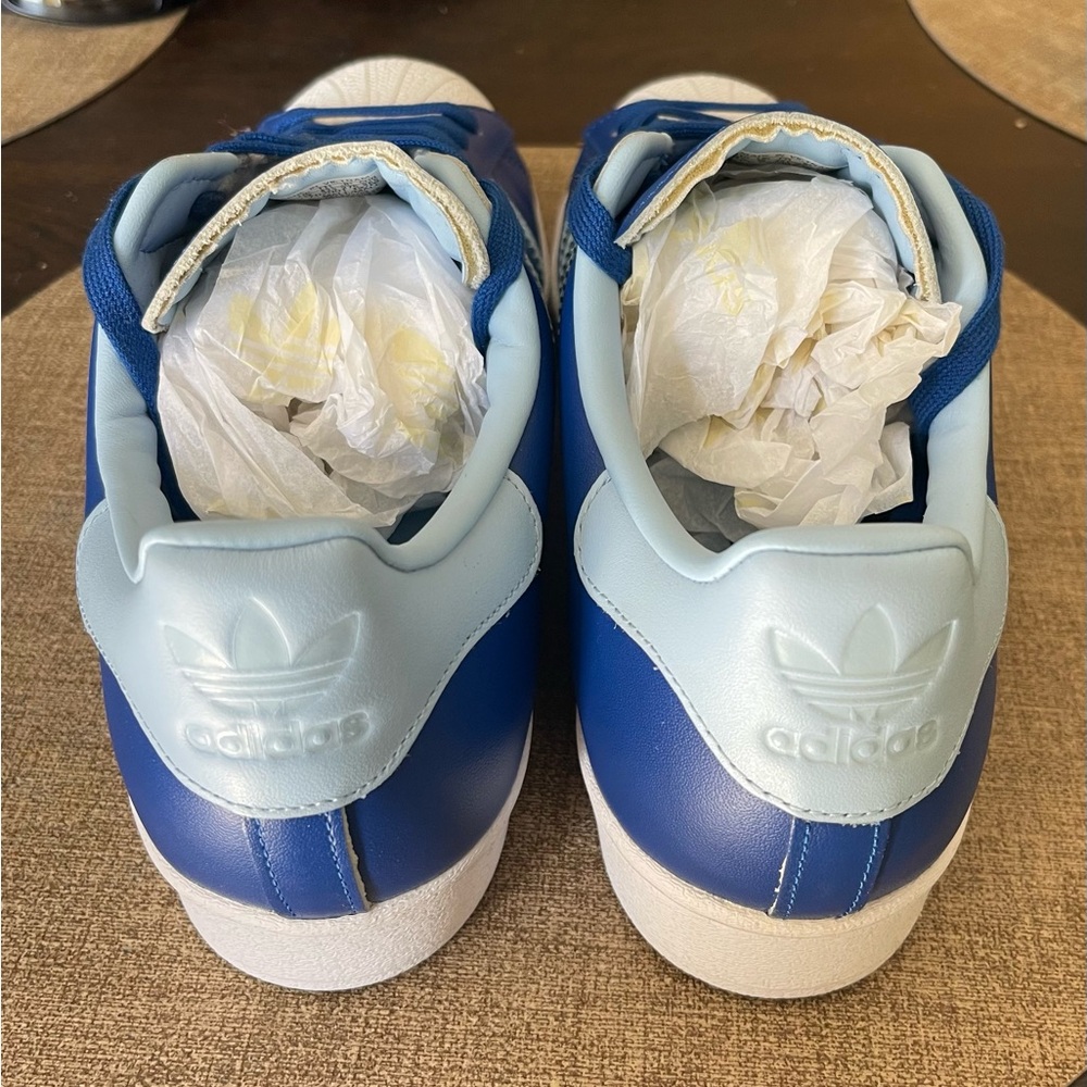 New Adidas Very Rare Blue/Sky Blue Superstar Shoes 9.5 Men’s US - Picture 5 of 6